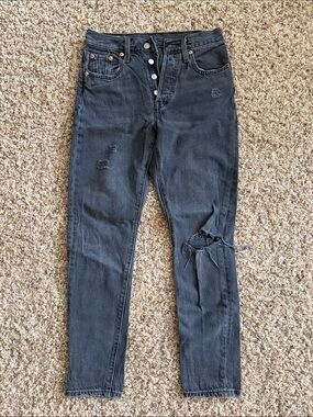 Levi's Washed Black Ripped Skinny Jeans